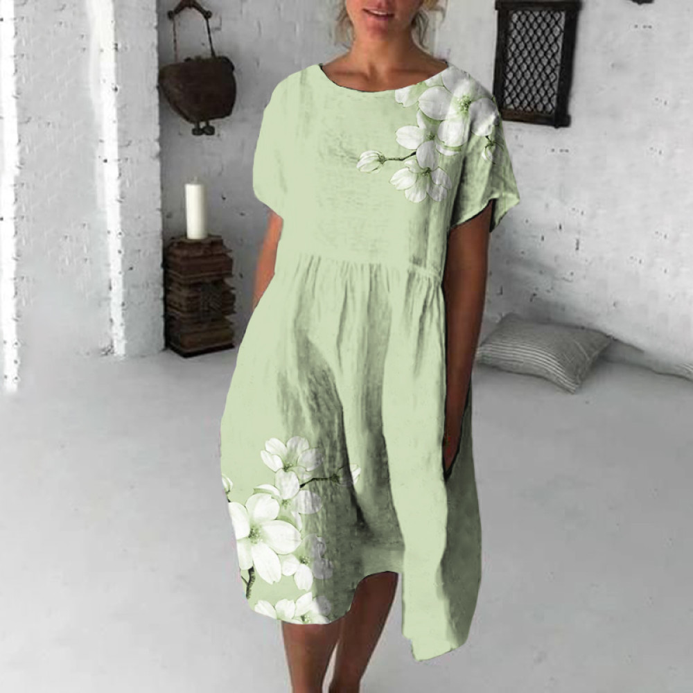 Vintage Flowers Japanese Flowy Midi Dress
