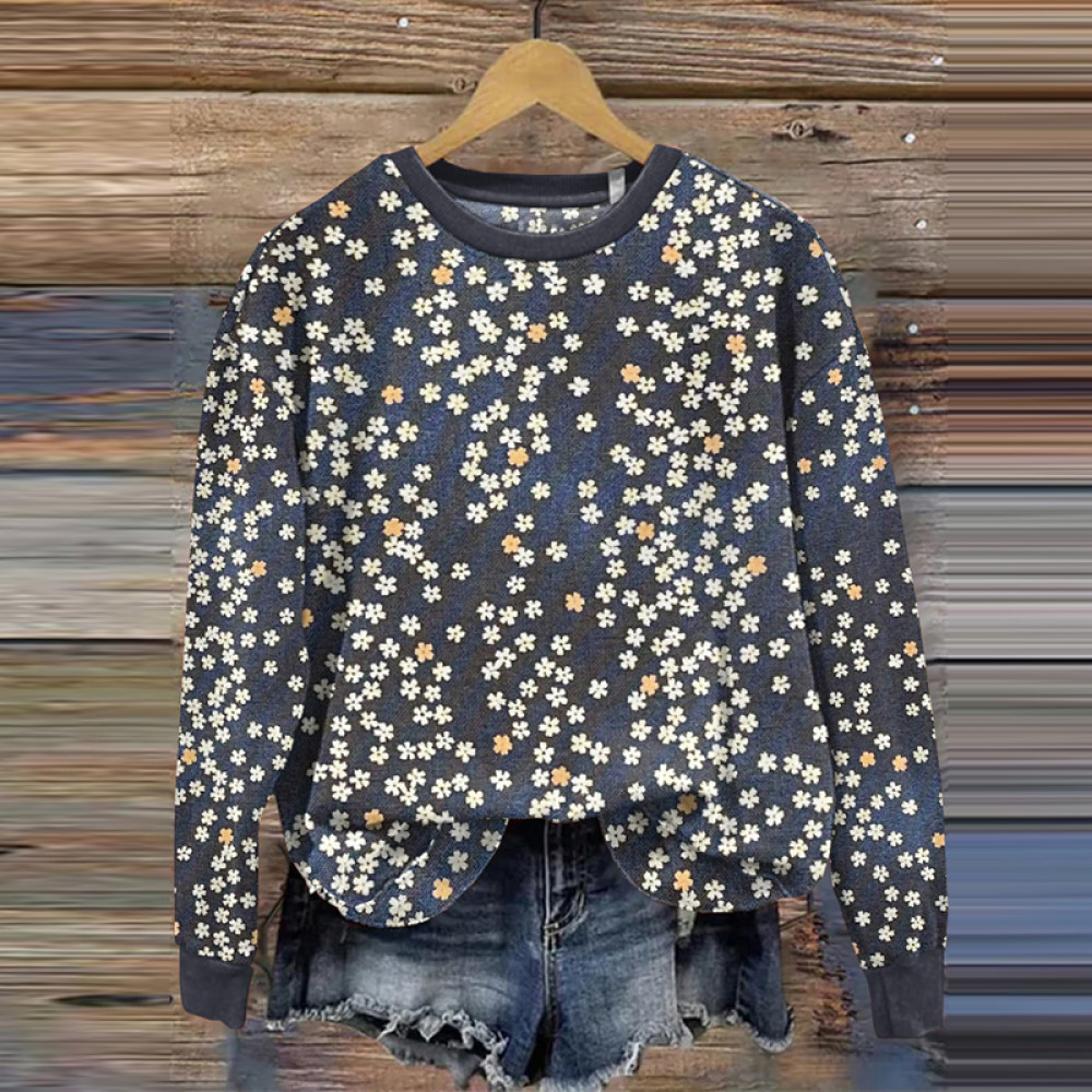 Vintage Japanese Art Print Casual Long Sleeve Sweatshirt