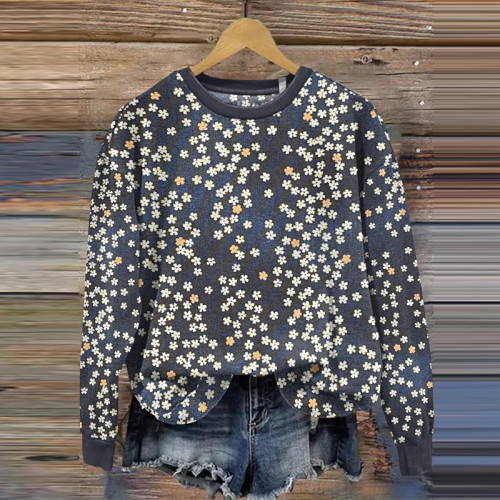 Vintage Japanese Art Print Casual Long Sleeve Sweatshirt