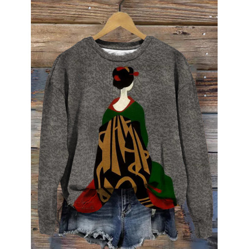 Vintage Japanese Kimono Ladies Art Comfy Sweatshirt