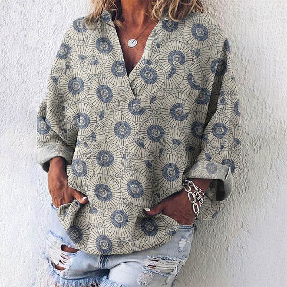 Vintage Japanese Traditional Sashiko Art Linen Blend Tunic