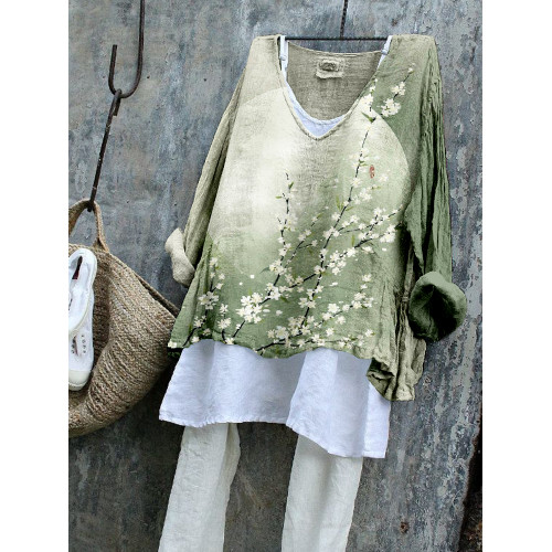 Vintage Pear Flower Art Pattern Comfy Flowy Tunic