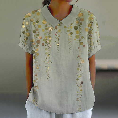Vintage Sequin Art Printed Casual Shirt