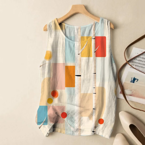 Women's Birch Tree Pattern Art Print Casual Tank Top
