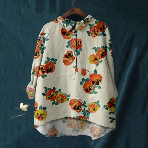 Women's Casual Vintage Flower Print Shirt