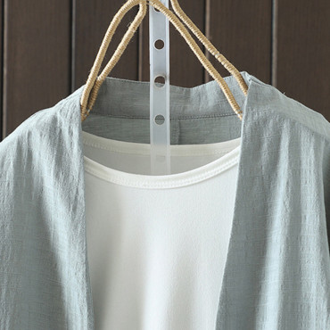 Women's Cotton And Linen Fan Embroidered Pearl Button Cardigan