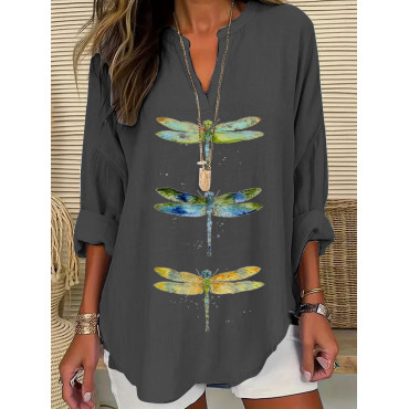Women's Dragonfly Print Casual Shirt