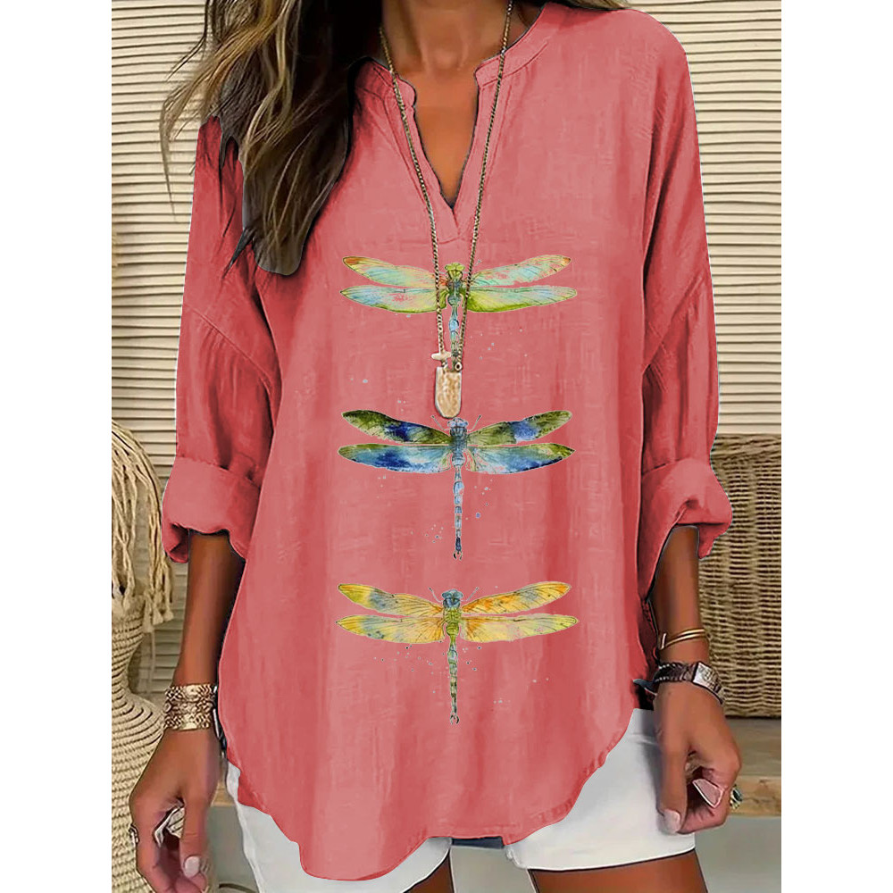 Women's Dragonfly Print Casual Shirt