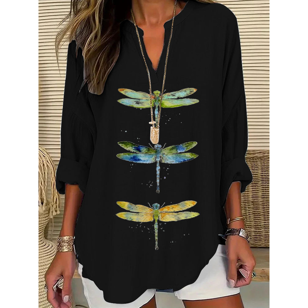 Women's Dragonfly Print Casual Shirt
