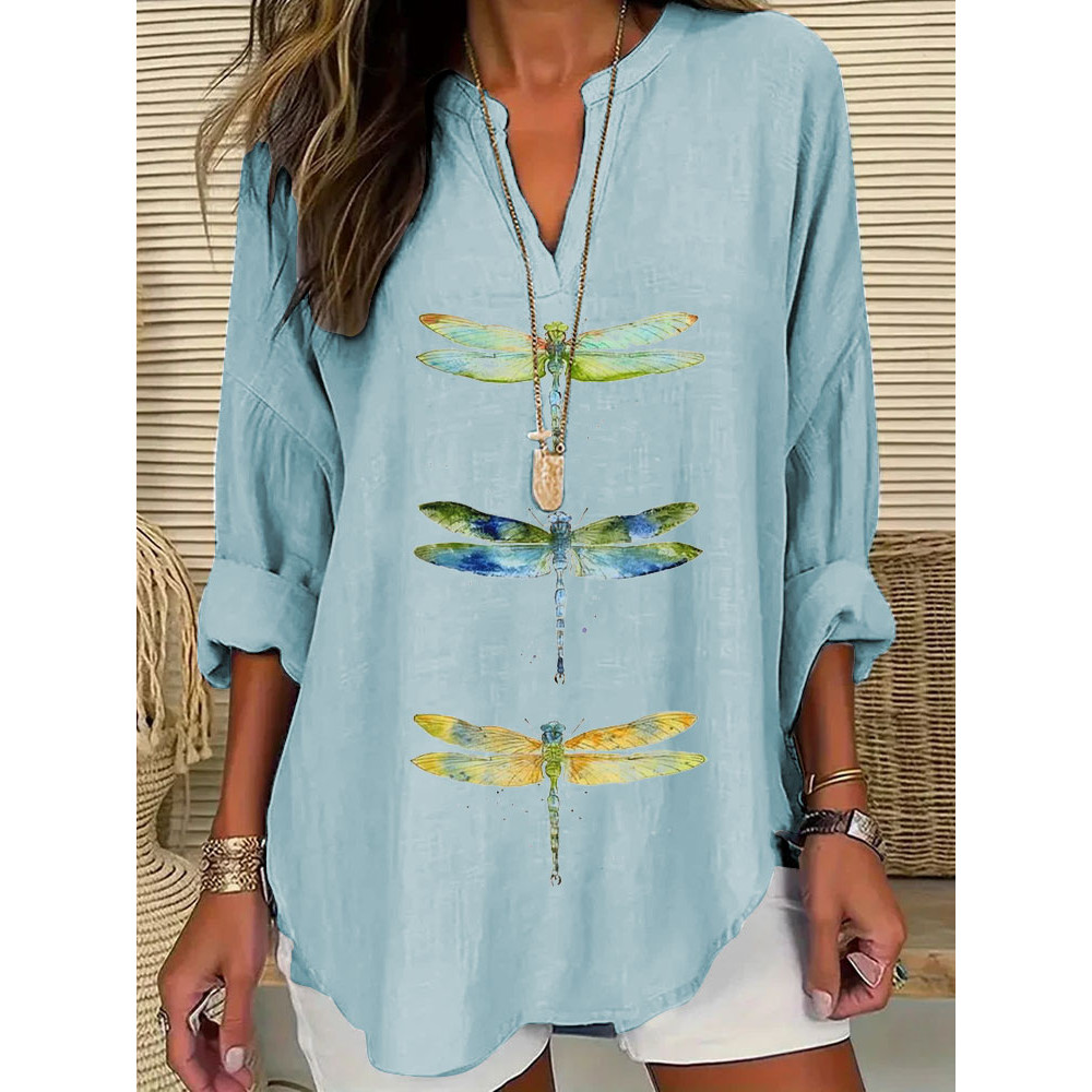 Women's Dragonfly Print Casual Shirt