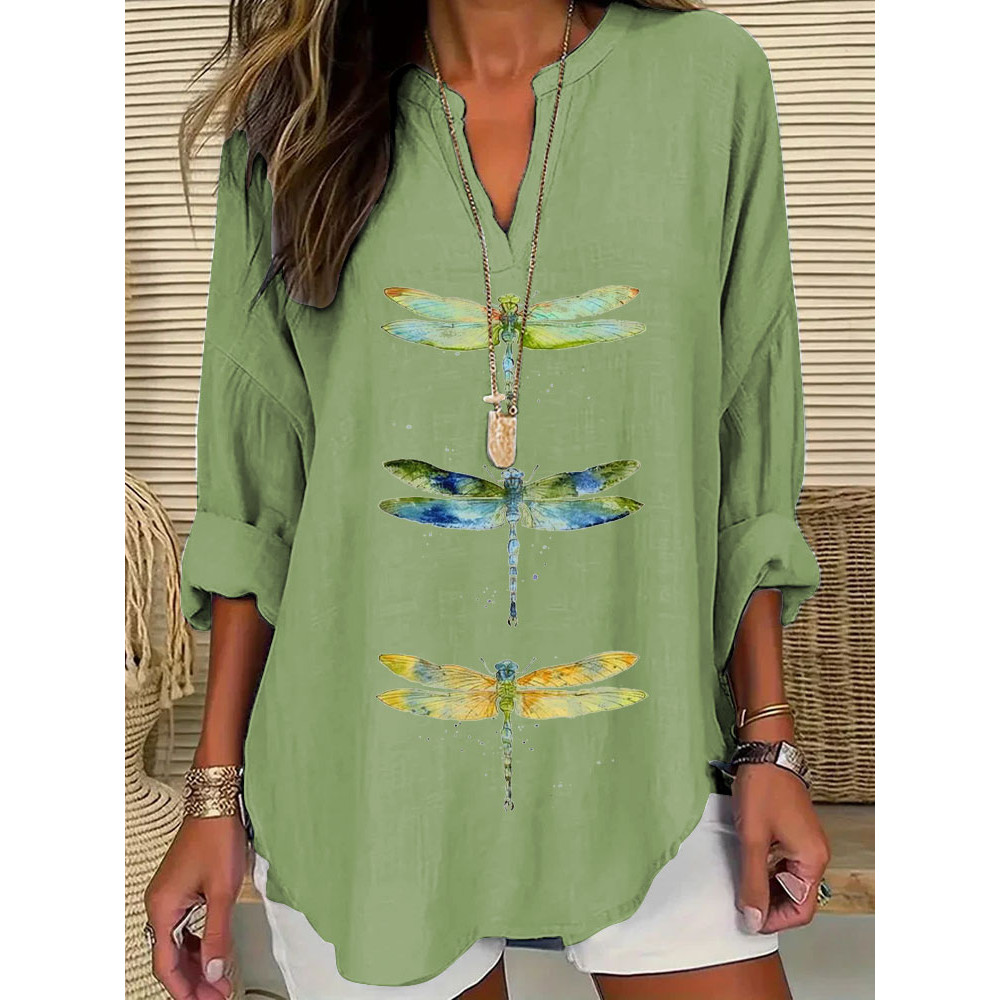 Women's Dragonfly Print Casual Shirt