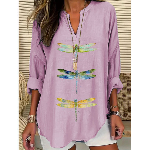 Women's Dragonfly Print Casual Shirt