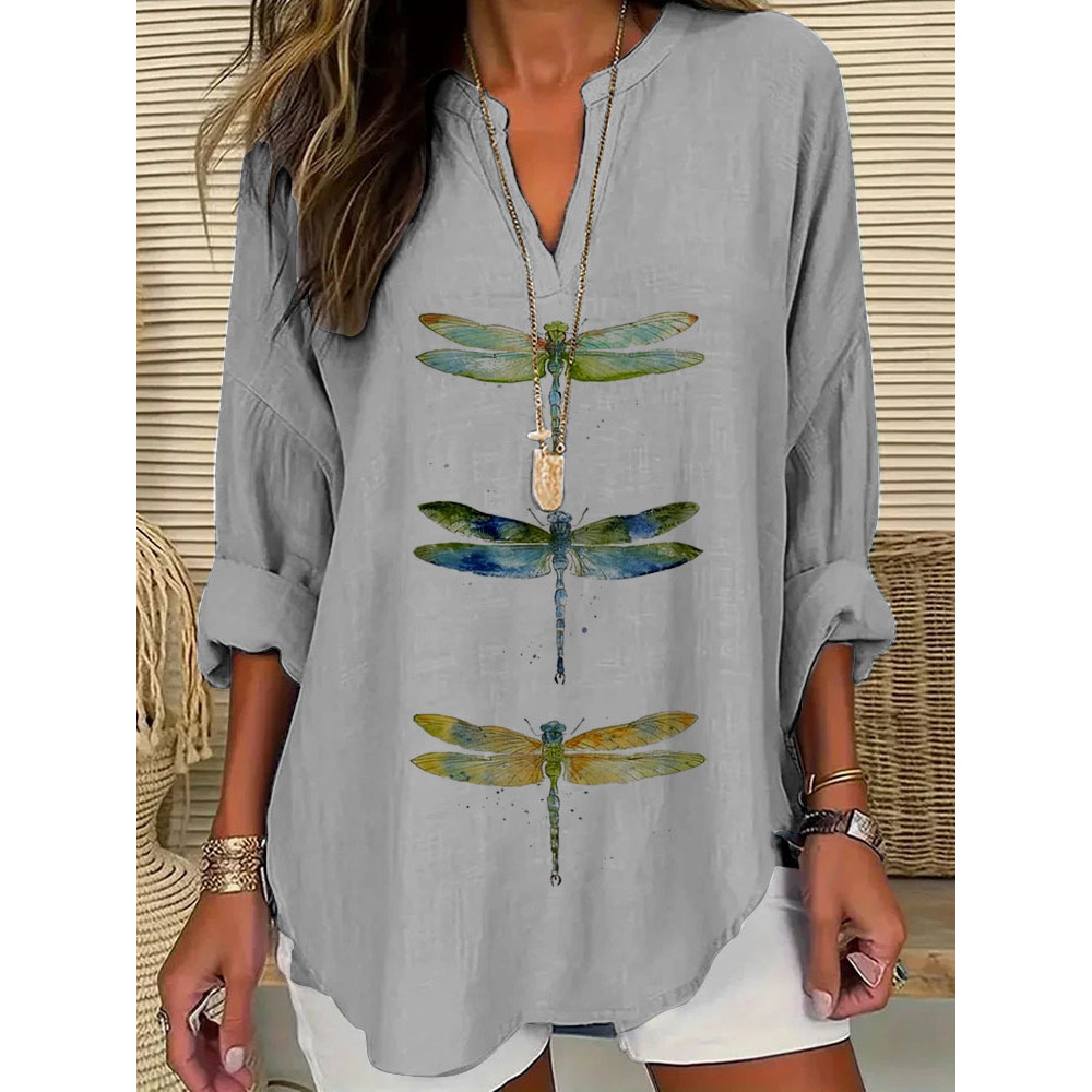 Women's Dragonfly Print Casual Shirt