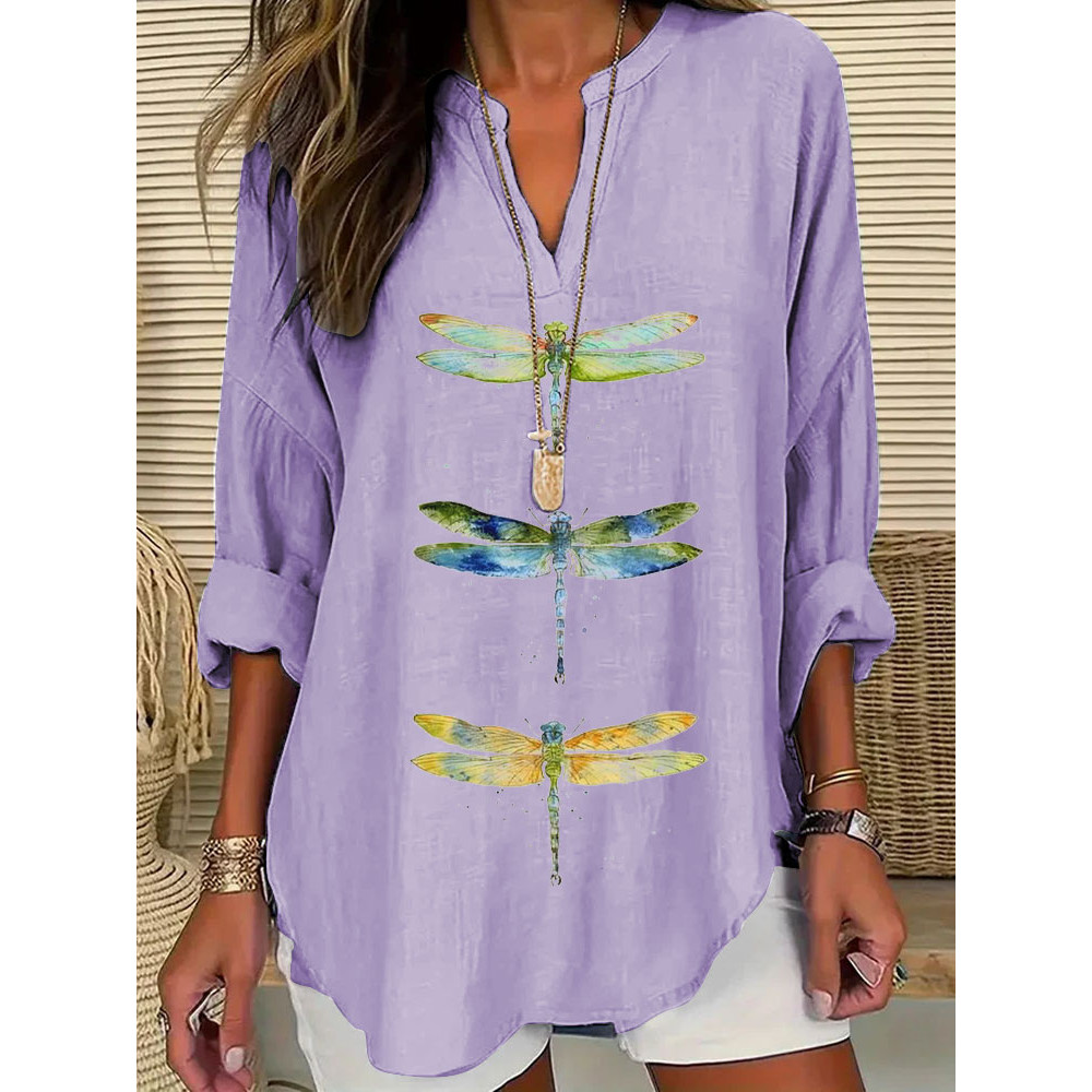 Women's Dragonfly Print Casual Shirt