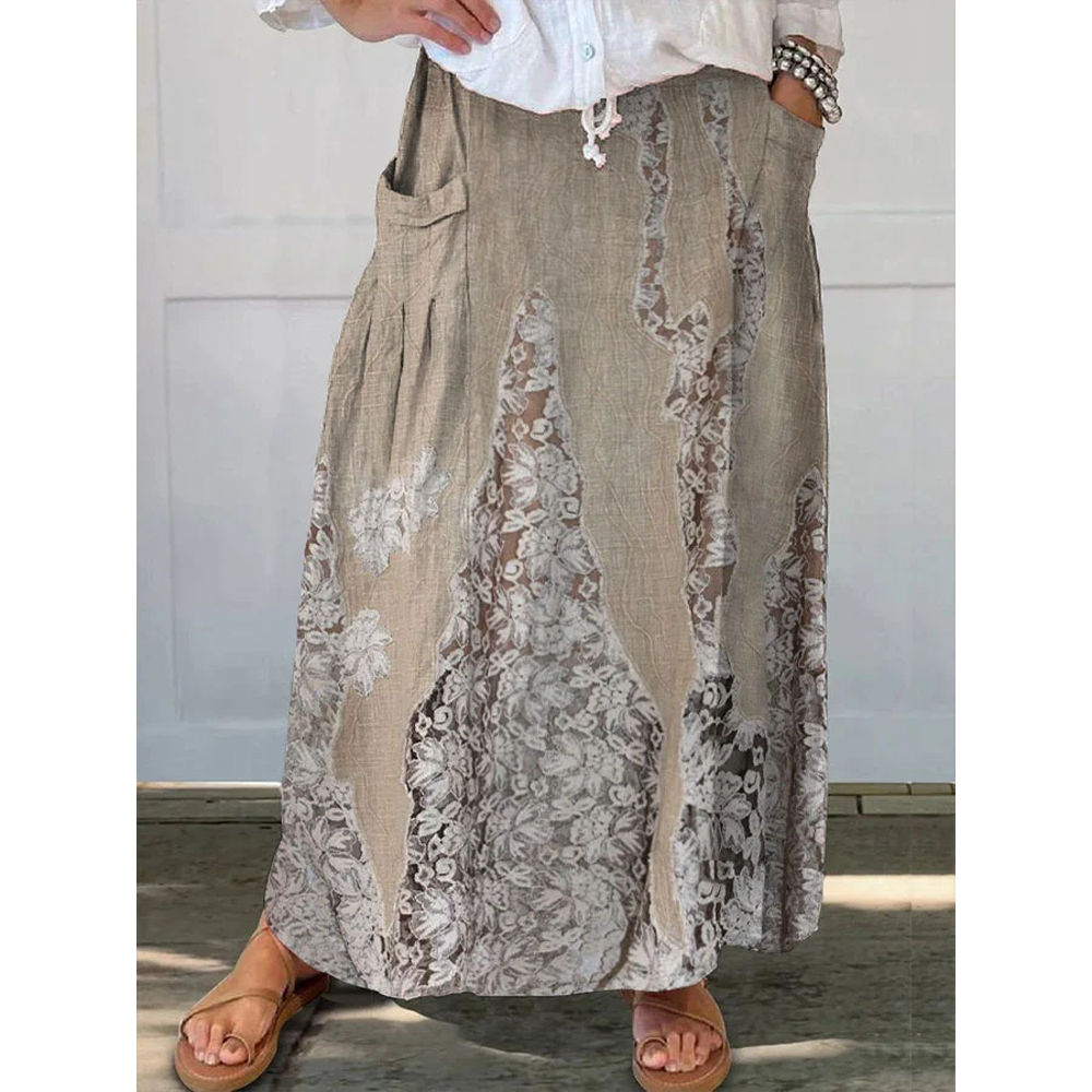 Women's Retro Floral Print Casual Skirt
