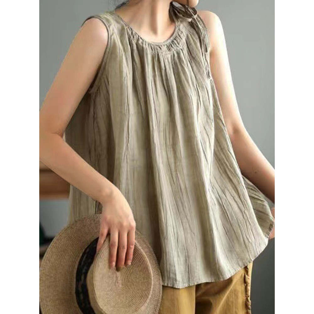 Women's Simple Solid Color Linen Blended Tank Top