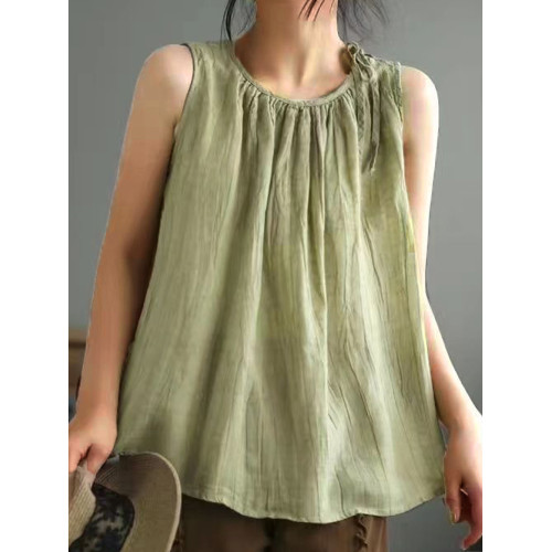 Women's Simple Solid Color Linen Blended Tank Top