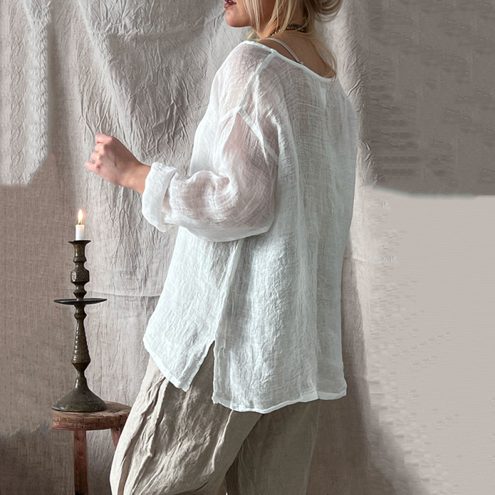 Women's Vintage Cotton And Linen Buttons Blouse