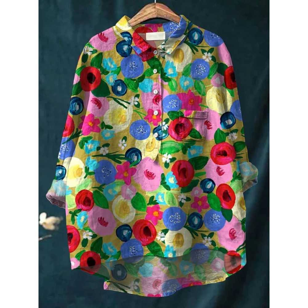 Women's Vintage Floral Print Casual Shirt