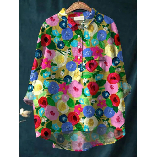 Women's Vintage Floral Print Casual Shirt