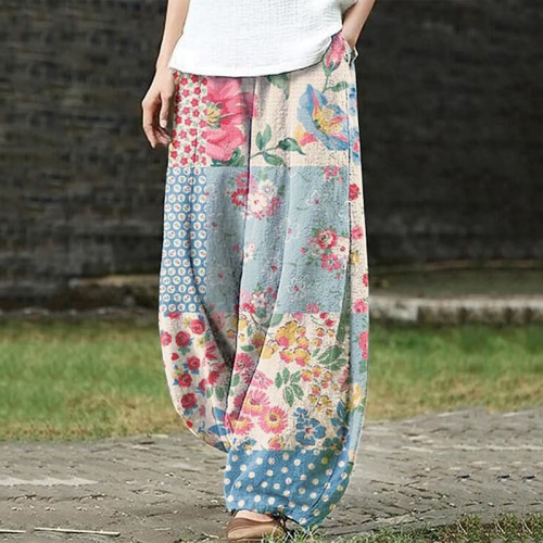 Women's Vintage Loose Bohemian Floral Pants