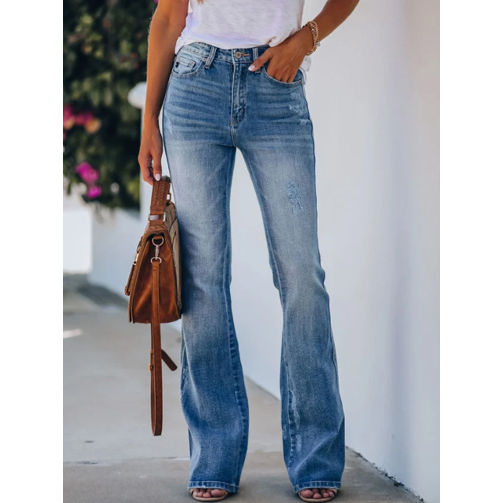 Casual Washed  Flared Jeans
