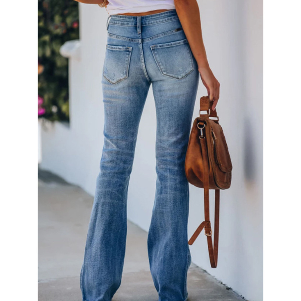 Casual Washed  Flared Jeans