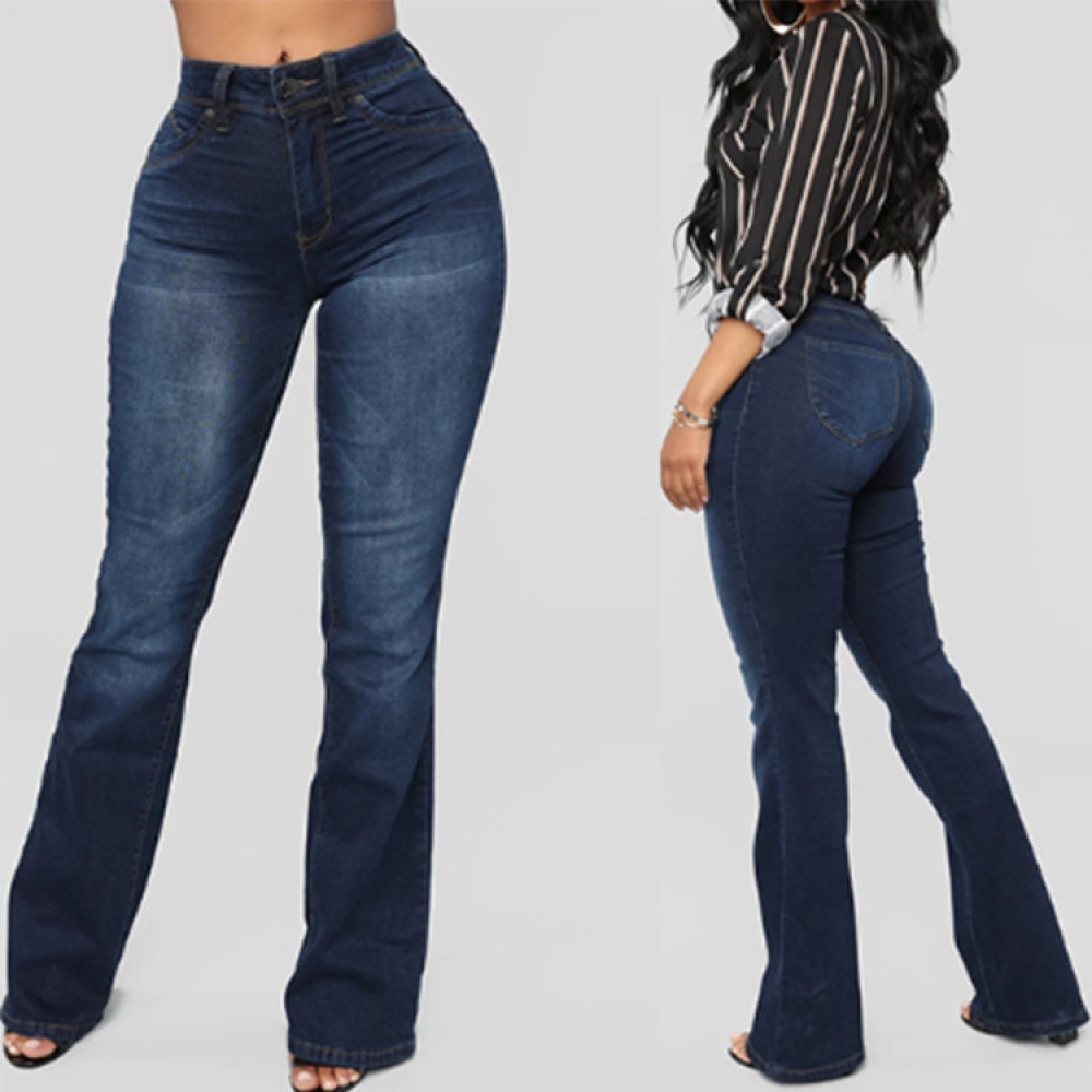 Classic High-Rise Washed Bootcut Jeans