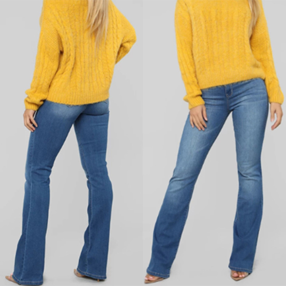Classic High-Rise Washed Bootcut Jeans
