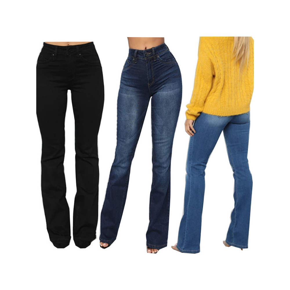Classic High-Rise Washed Bootcut Jeans