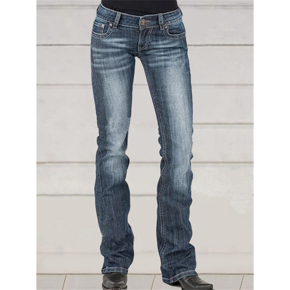 Classic Hip Hugger Washed Bootcut Jeans
