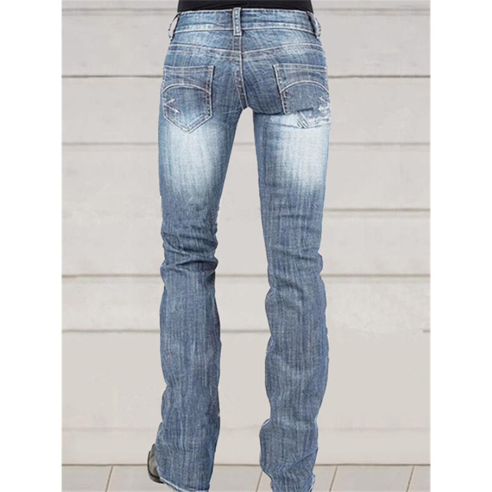 Classic Hip Hugger Washed Bootcut Jeans