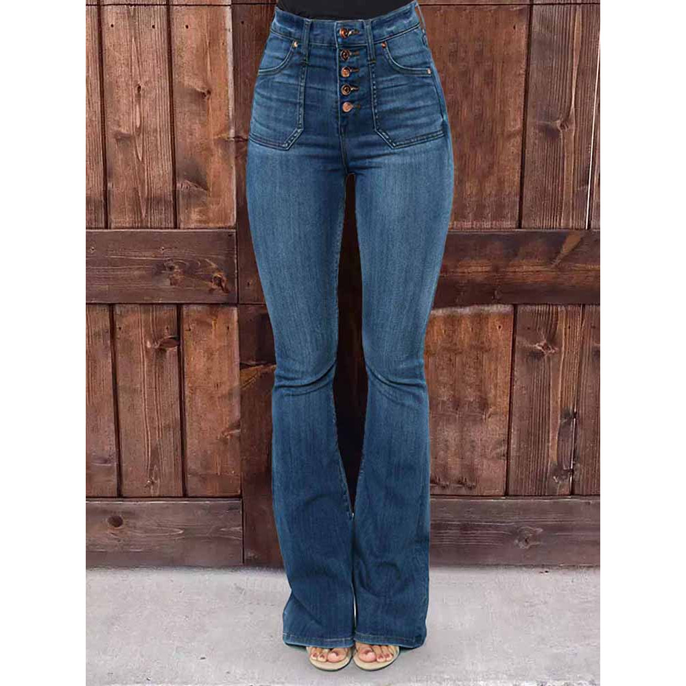Classic Wash High Rise Flared Jeans