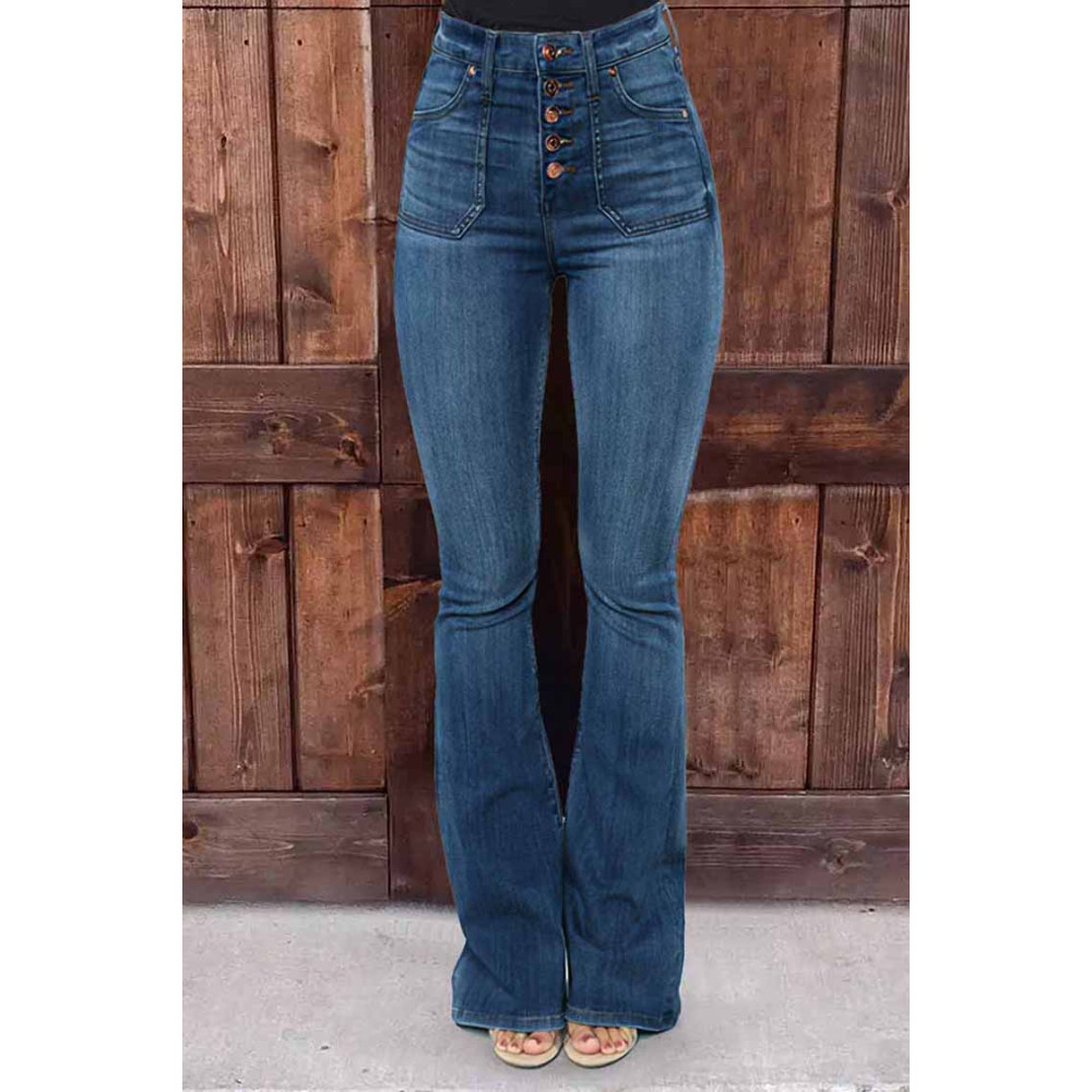 Classic Wash High Rise Flared Jeans