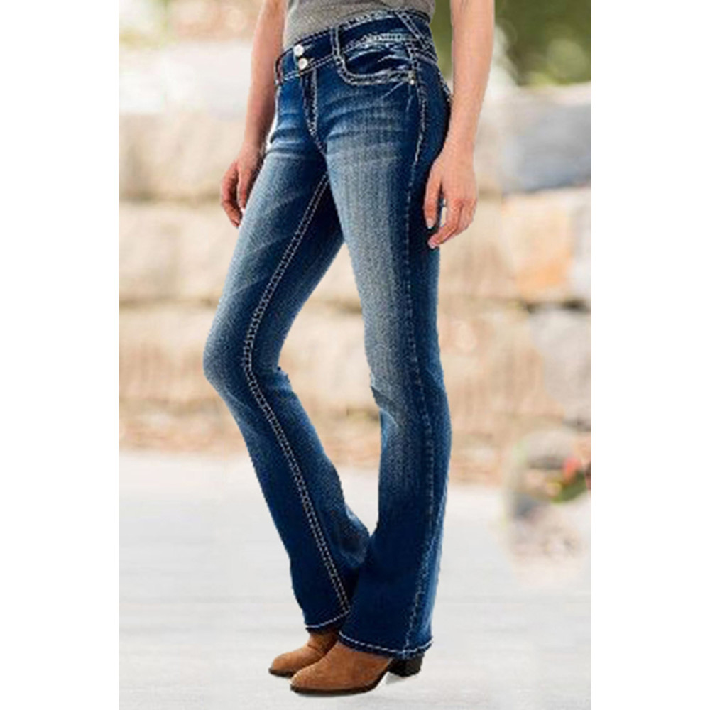 Classic Wash Slim Fit Button Pocket Jeans