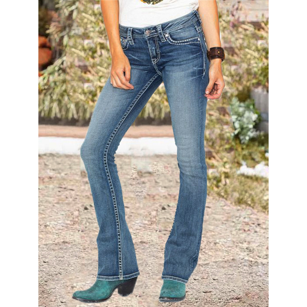 Classic Wash Slim Fit Floral Pocket Jeans