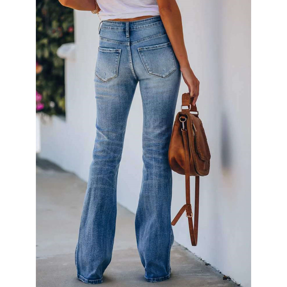 Classic Washed Stretch Bootcut Jeans