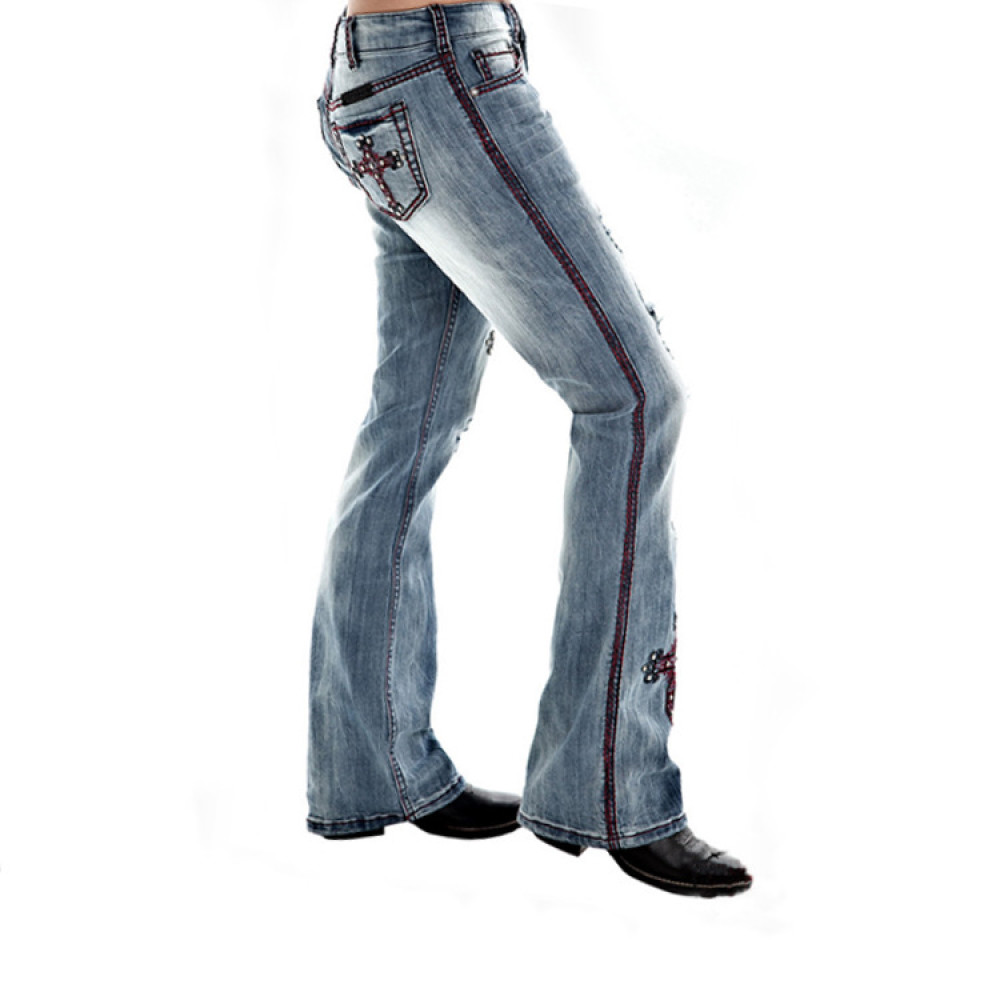 Vintage Embroidered Washed Slim Jeans