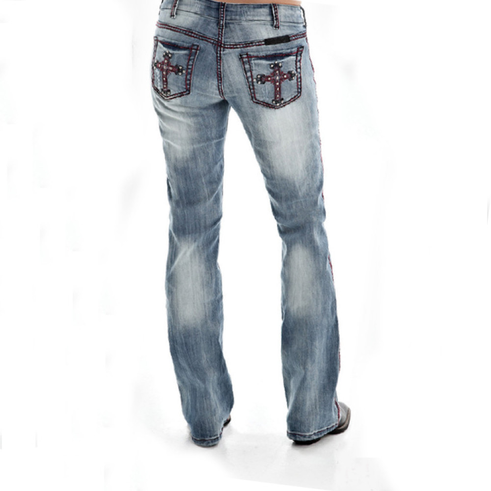 Vintage Embroidered Washed Slim Jeans