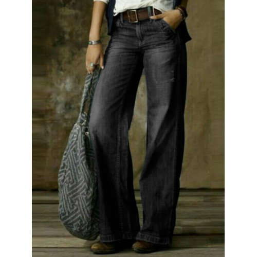 Vintage Washed Wide Leg Jeans