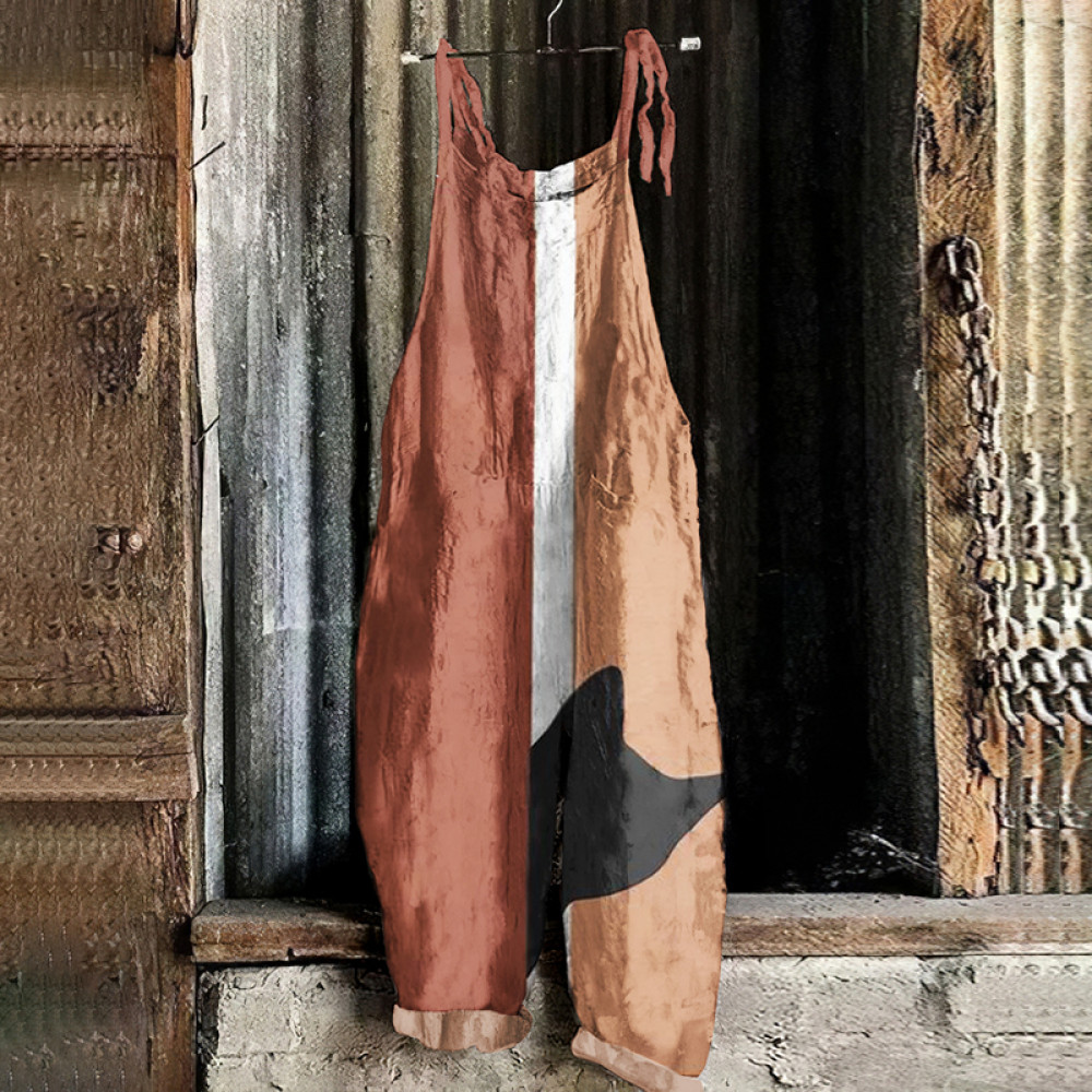 Abstract Cat Painting Art Loose Casual Jumpsuit