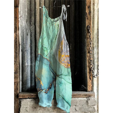 Abstract Glitter Watercolor Art Loose Fit Jumpsuit