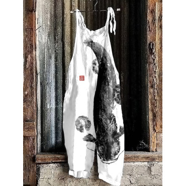 Catfish Art Linen Blend Loose Fit Cozy Jumpsuit