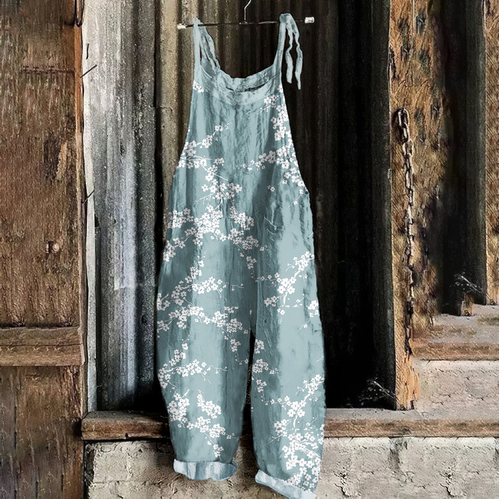 Cherry Blossom Japanese Art Loose Casual Jumpsuit