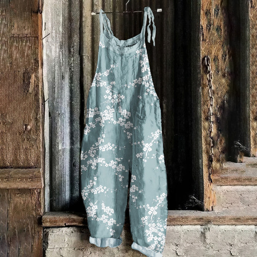 Cherry Blossom Japanese Art Loose Casual Jumpsuit