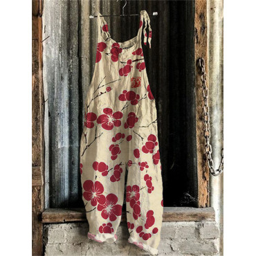 Cherry Blossom Japanese Lino Art Jumpsuit