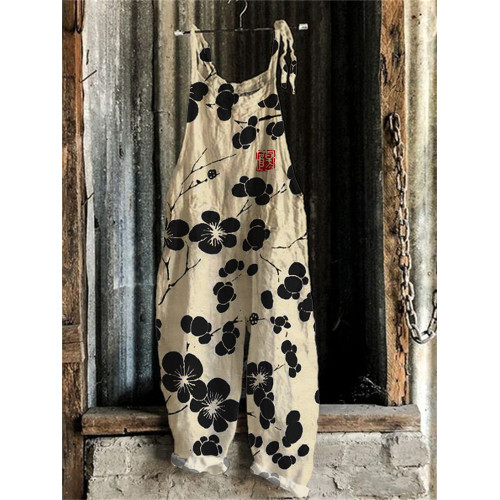 Cherry Blossom Japanese Lino Art Jumpsuit