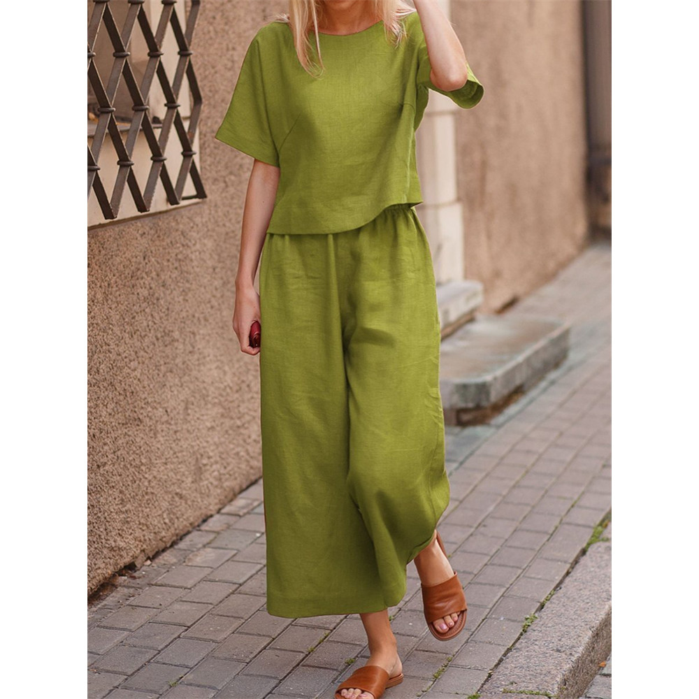 Cotton Blend Loose Fit Casual Suit