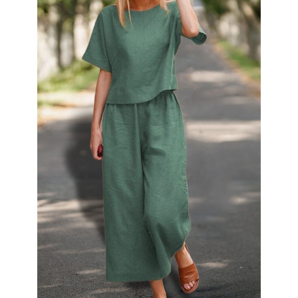Cotton Blend Loose Fit Casual Suit