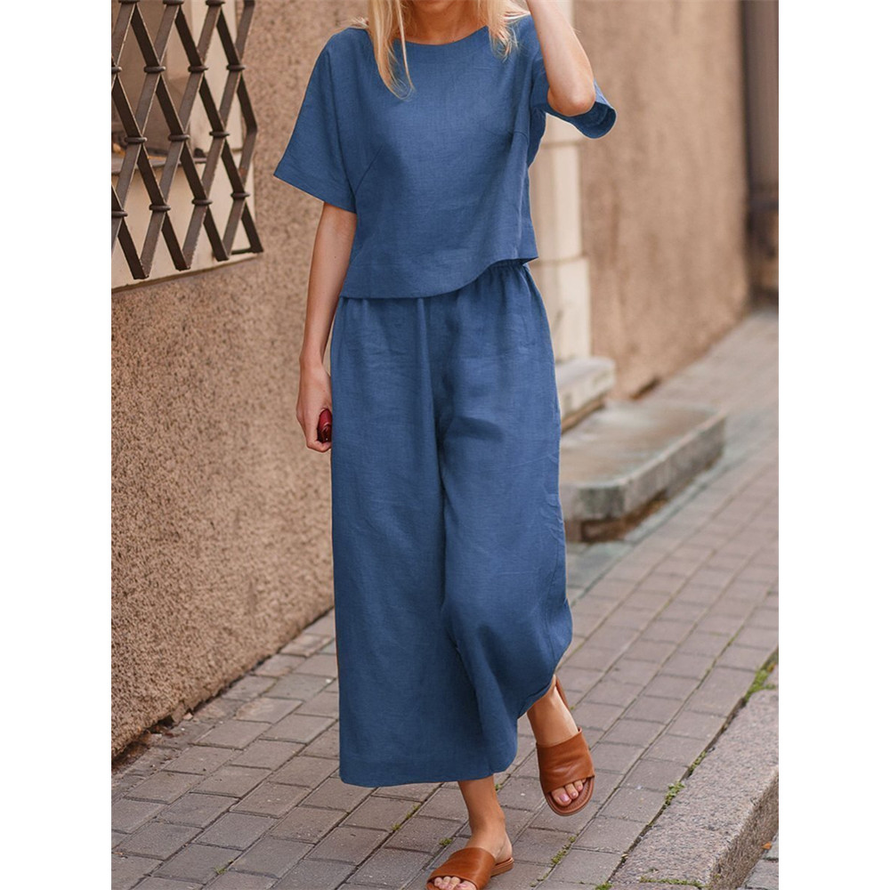 Cotton Blend Loose Fit Casual Suit